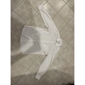 Van Heusen Royal Herringbone Men 14-1/2 (32/33) White Button Down Long Sleeve